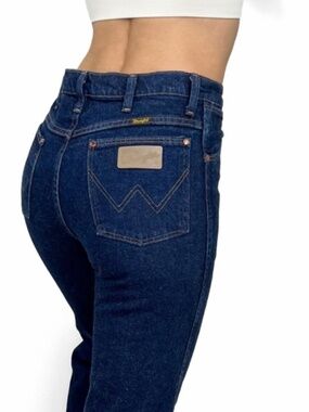 Y2K Wrangler Cowboy Cut stretch slim fit straight leg dark indigo wash jeans 29